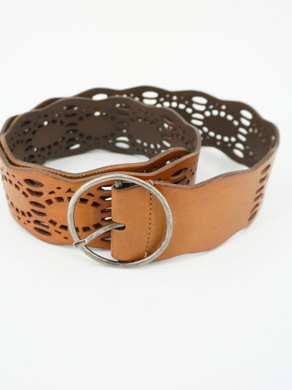 Express Genuine Leather Belt Women's Medium Round Buckle 42" Long